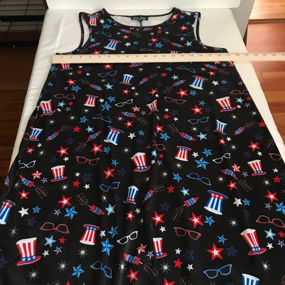 Midi Swing Dress 4th of July Patriotic Red White and Blue Fireworks Size Medium - Picture 11 of 16